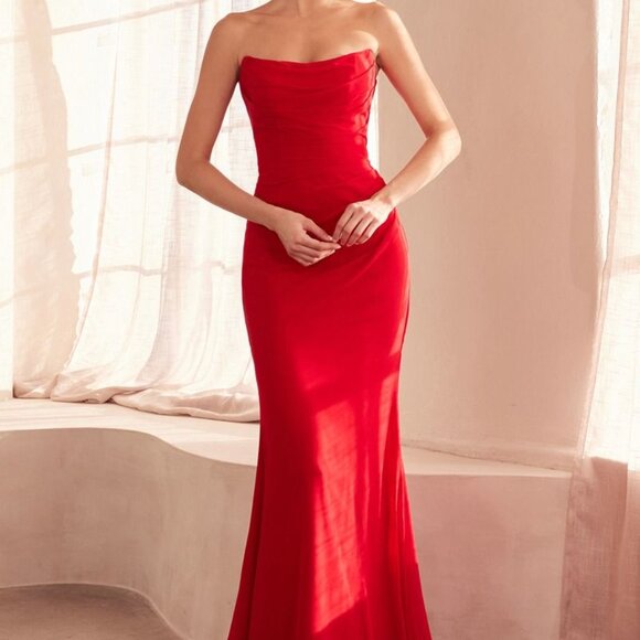 Fitted formal dress. Strapless bridesmaid prom partyellow,green,blue,red,black - Picture 5 of 7